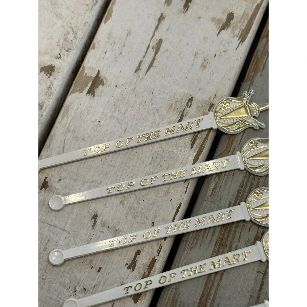 LOT OF 6 Top of the Mart New Orleans DOUBLE SIDED Swizzle Drink Stir Stick